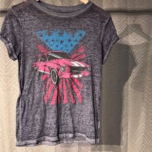 Rebellious One Kids T-Shirt - Gray with Pink and Blue Car Design